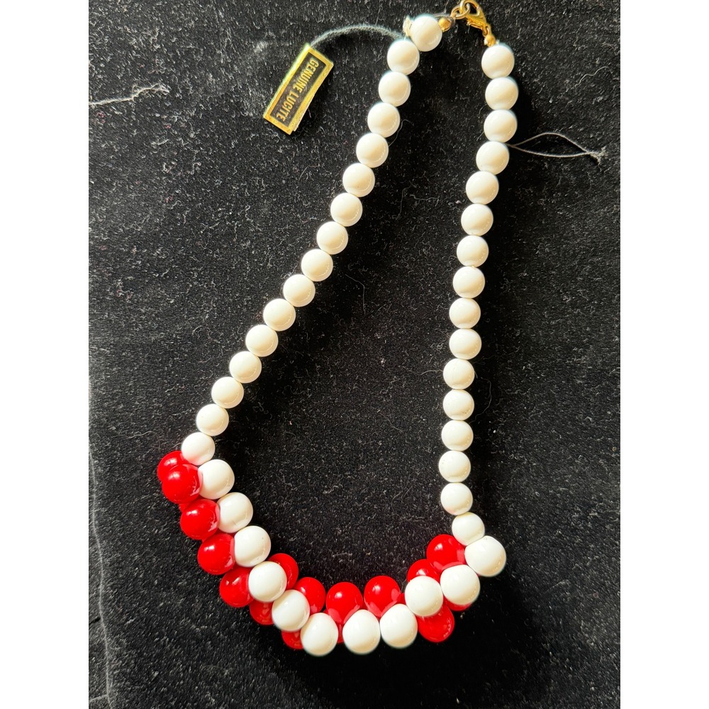 Genuine Lucite Bead Necklace Chunky Retro Jewelry MCM Beaded NWT Vintage‎ Strand